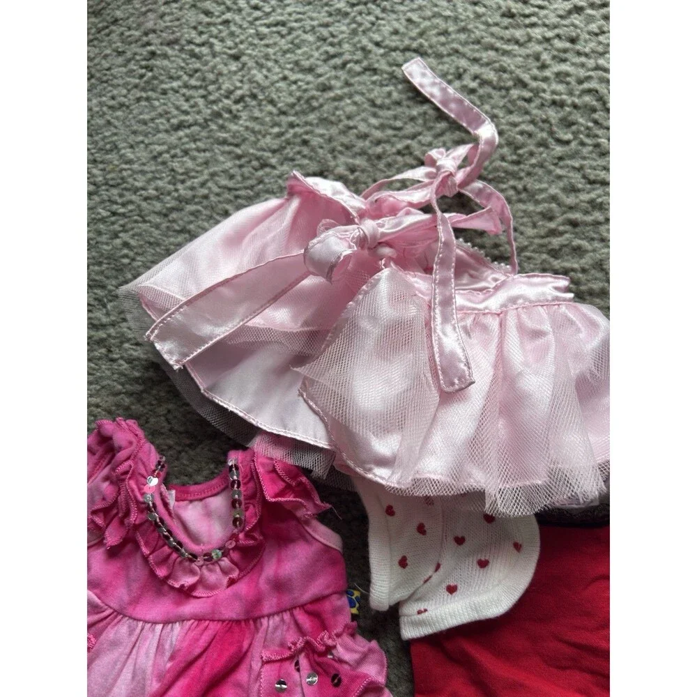 6 Piece Build A Bear Girls Summer Spring Clothing Lot Pink, Red, White